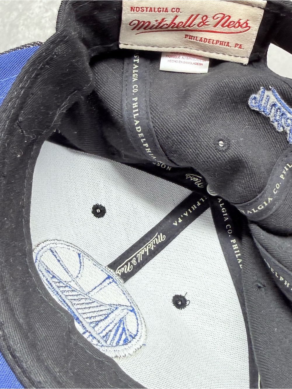 Golden State warriors Mitchell and Ness Black NBA Cap Blue Embroidered Bridge - Picture 3 of 5